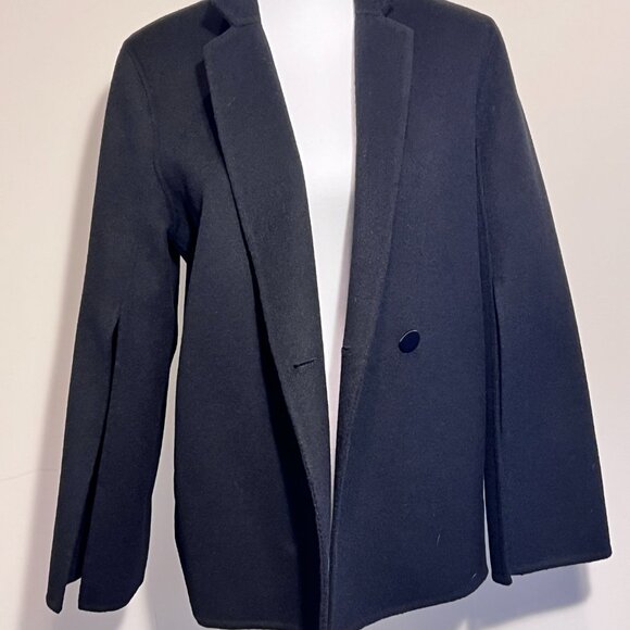 Alani the Grey Black Short Wool Cashmere feel Split Sleeves Coat NWOT Size Med - Picture 3 of 16